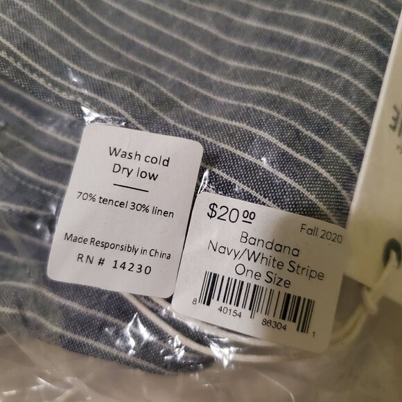 Marine Layer womens bandana scarf navy/white stripe one size multifuncional new - Picture 6 of 9